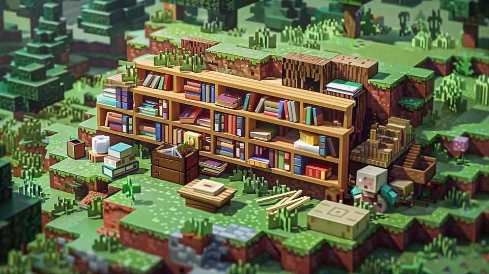 how to make a bookshelf in minecraft